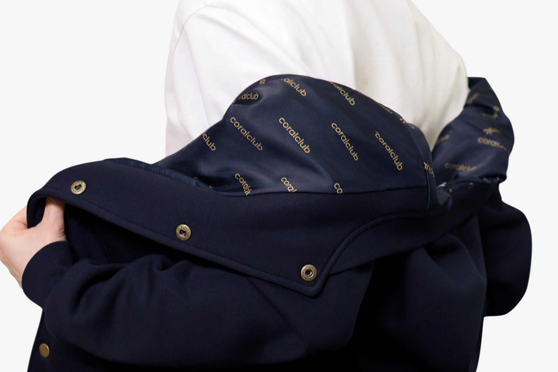 Бомбер унисекс, темно-синий, лого золото